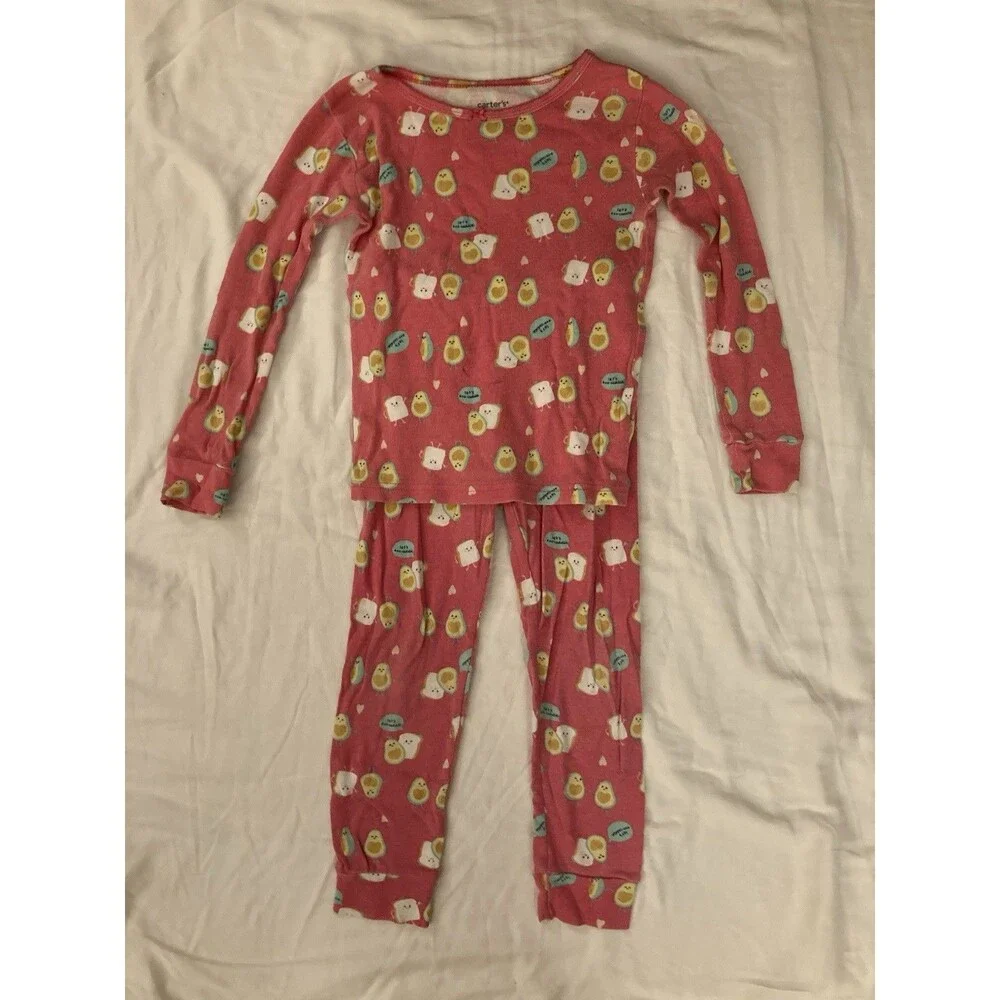 5T Carter’s girl clothes - 2 piece outfit | avocado & toast theme